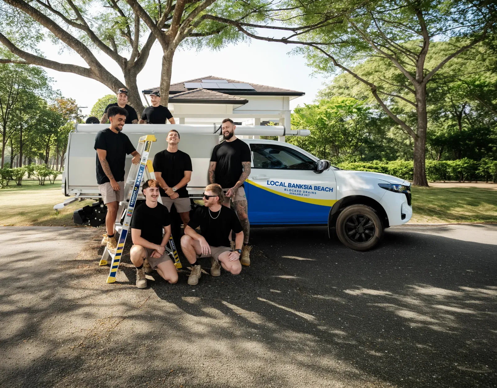 Local Banksia Beach Blocked Drains ute and team